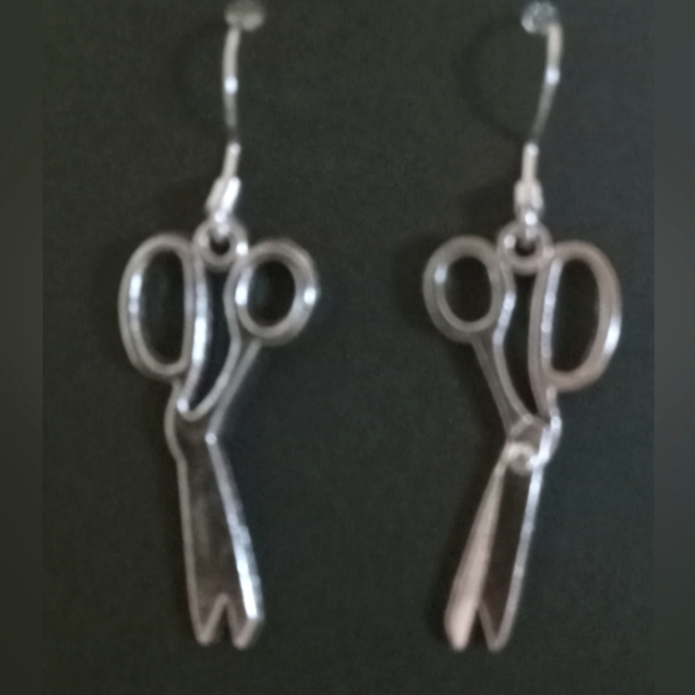 Silver Scissors Earrings